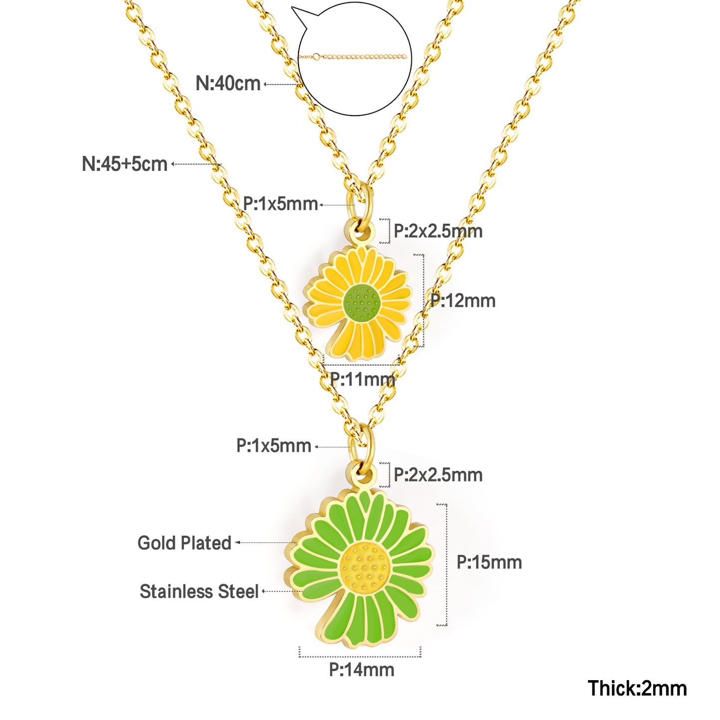 Yellow Flora Double Pendant Necklace